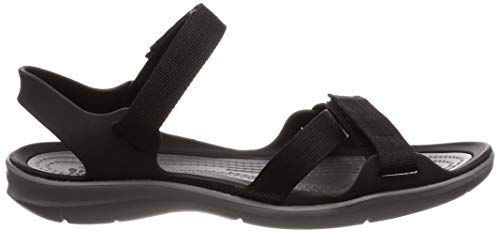 Image of Crocs Women's Swiftwater Webbing W Flat Sandal, Black, 6 M US