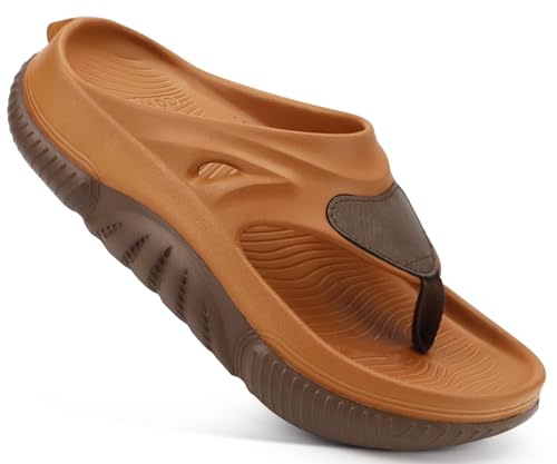 Image of COFACE Men Orthopedic Footbed Flip Flops Fabric Toe Post Beach Sandals Size 7-15