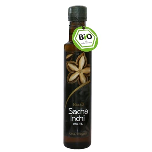 Sacha Inchi BIO Öl 250ml rein pflanzlich kalt gepresst aus Peru, Vegan Omega-3-Fettsäuren mehr als 48%