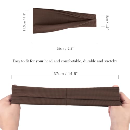 Image of DRESHOW 6 Pack Yoga Sports Headbands for Women Elastic Non-Slip Headbands Running Workout Hair Bands