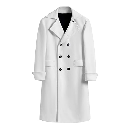 Ymosrh Men's Fashion Trench Coat Double Breasted Casual Business Long Jacket Fall Winter Windbreaker Overcoat, M-3XL4