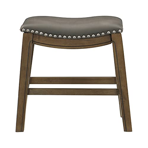 Lexicon Alviso Wooden Saddle Seat Dining Stool, 18" Sh, Gray #TOP3