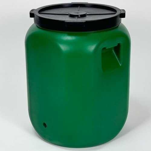 F & R Regentonne mit Deckel 60 Liter aus HDPE I Futtertonne Pferd I Wassertank Fass Tonne mit Deckel I Regenfass für Garten I Regenwassertonne I Wassertonne I Gärfass I Regenwassertank