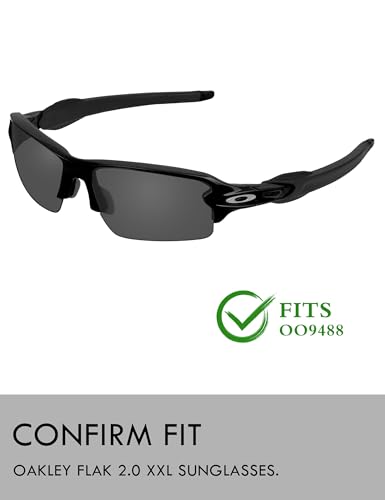 Image of Raydi Polycarbonate Replacement Lenses & Rubber Kits for Oakley Flak 2.0 XXL OO9488 Rectangular Sunglasses - Silver Titanium Mirror - Polarized