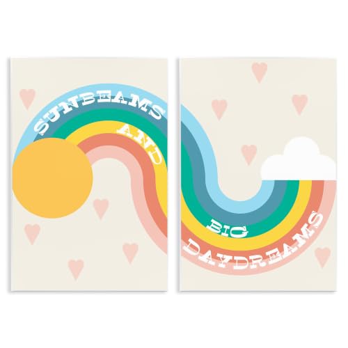 Stupell Industries Rainbow Cloud Daydream Quote Heart Patten,Design by Daphne Polselli, 13 x 19, Wall Plaque
