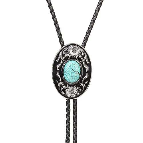 Cravate Bolo Vintage Turquoise Bijou Western Homme Collier Cuir Totem