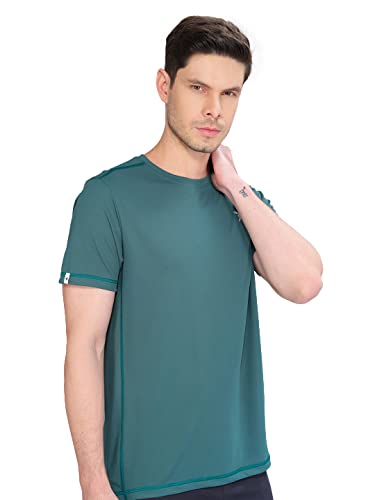 Image of TECHNOSPORT Men's Slim Fit Polyester Activewear Sports T-Shirt with Moisture-Wicking Comfort for Workout, Running & Gym