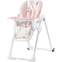 Trona Ikea Rosa kk Kinderkraft YUMMY Trona bebé, portatil, Plegable, Asiento Reposapiés, Altura y Bandeja Ajustables, 7 niveles, Tronas baratas, Hasta 3 años, Rosa