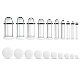 Casvort 20 PCS Unique 0.5mm Increments 14G-2g Comfy Pain-free Single Flare Pure White Glass Dead Stretching Plugs, Hypoallergenic Body Piercing Tapers, Pierced Ear Lobe Stretching Kits.