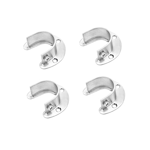 SOLUSTRE 4pcs Stainless Steel Coat Rod Base Closet Wardrobe Hanging Rods Pole Rail Garment Rod Bracket Valet Closet Rod End Supports Flanges Holders Socket Curtain Rods Adjustable Silver
