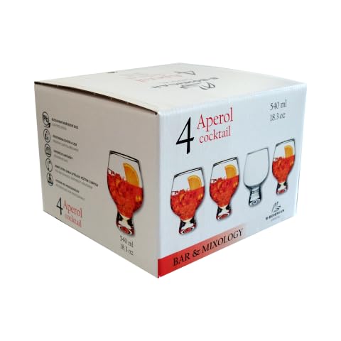 Foto von B.BOHEMIAN 4-teiliges Aperol Cocktailgläser 540ml Handgefertigt & Exklusiv Glas set | Aperolglas Doppelglaskonstruktion für Unzerbrechlichkeit für Bar-Party, Feiern, Empfänge, Bankette