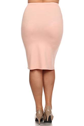 Plus Size Solid Casual Knee Length High Waist Pencil Skirt/Made in USA Peach XL3