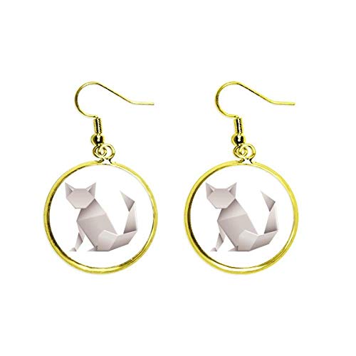 Pendientes de gato estilo origami abstracto el regalo original y elegante para mujer