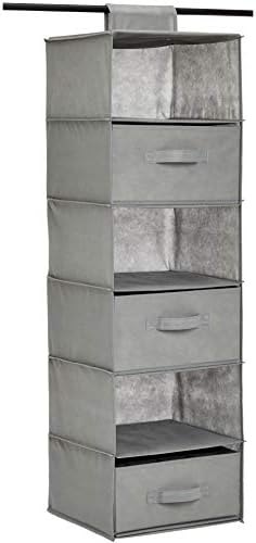 Amazon Basics Hanging Closet Shelf with 3 Removable Drawers, 6-Tier