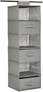 Amazon Basics Hanging Closet Shelf with 3 Removable Drawers, 6-Tier