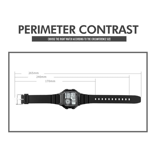 Image of PASOY Men's Digital Multi-Function Watches Dual Time Alarm Stopwatch Countdown Backlight Waterproof Watch