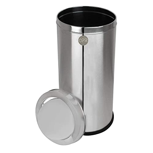 Image of OPR Stainless Steel Swing Dust Bin With Lid | Garbage Bin For Washroom, Home, Kitchen, Bathroom And Offices Big Size (Pack of 2) (12 X 28 In. - 60 Liter)