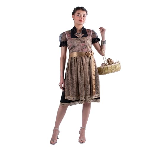 Robe Dirndl Oktoberfest pour femme | Costume 2 pièces marron de fête