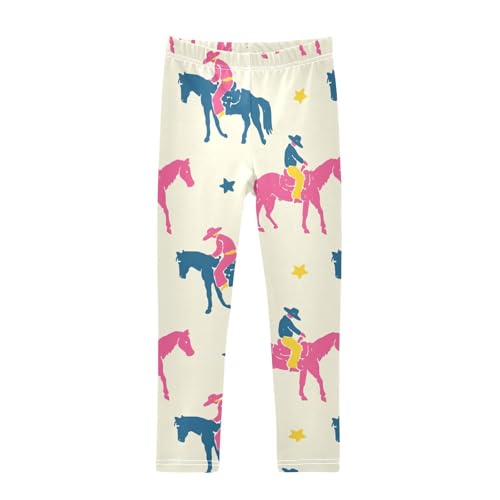 Cowboy Horse Girls Leggings,Workout Leggings for Girls Toddler Athletic Legging Size for 3-10T