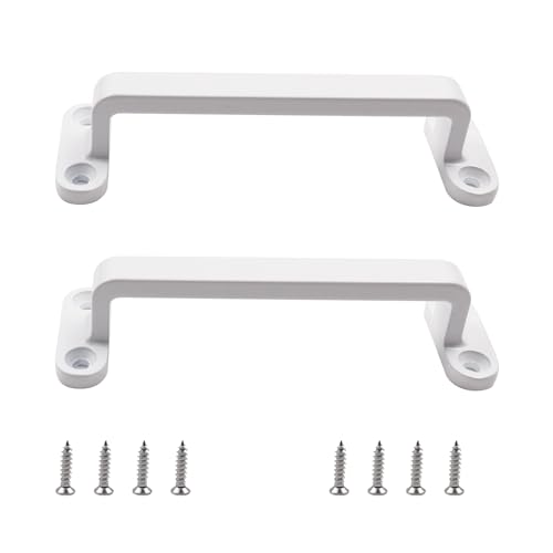 Pastlla 2Pcs Metal Gate Pulls Handle Shed Door Handle Cabinet Pulls for Cabinets Drawer Closet Wardrobe Door Pull - White, 4.17