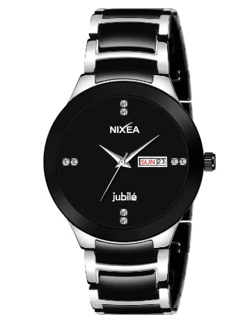 NIXEA Mens Analog Watch - for Men 1141-NX Day & Date Display (Black-White) (B0CKHY82FF) Amazon Price History, Amazon Price Tracker