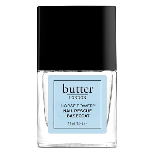 butter LONDON Base Coat Nail Polish, Horse Power - Nail Rescue Basecoat Helps Restore & Repair Damaged Nails - Nail Strengthener Helps Nail Growth & Prevent Staining, Gluten Free Nail Care, 0.2 Fl Oz