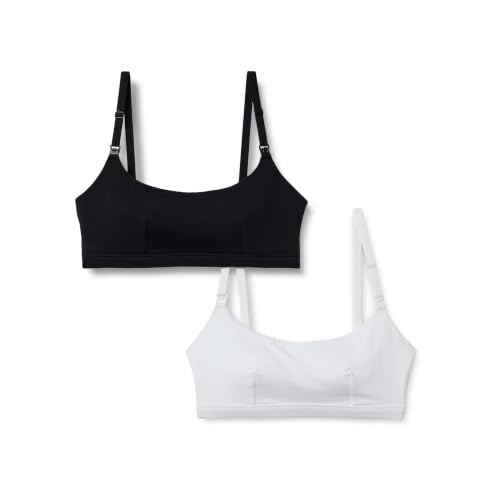 Amazon Essentials Reggiseno da Allattamento Comodo in Jersey di Cotone Donna, Pacco da 2, Bianco/Nero, XXS