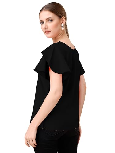 Image of Mehrang Women's Solid Ribbed Crop Tank Top Ribbed Tops for Women V-Neck 3 /4th Balloon Sleeves
