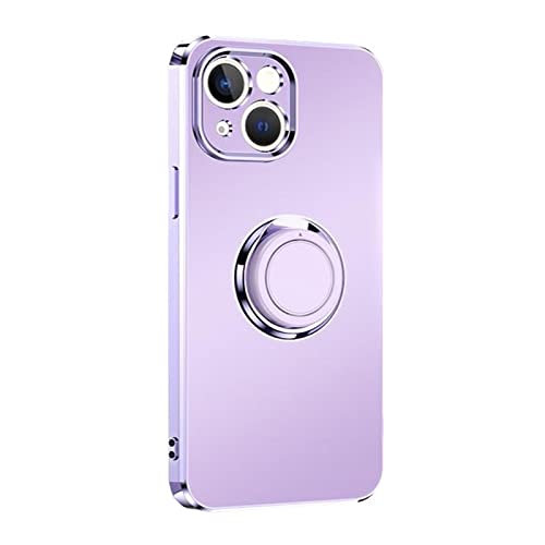 YUMIER Cover per iPhone 14 Plus,Elegante Silicone TPU Custodia Case Proteggi la Fotocamera Custodia con Anello 360°Ring Magnetico Cover Ultra Sottile Protettiva Case Viola