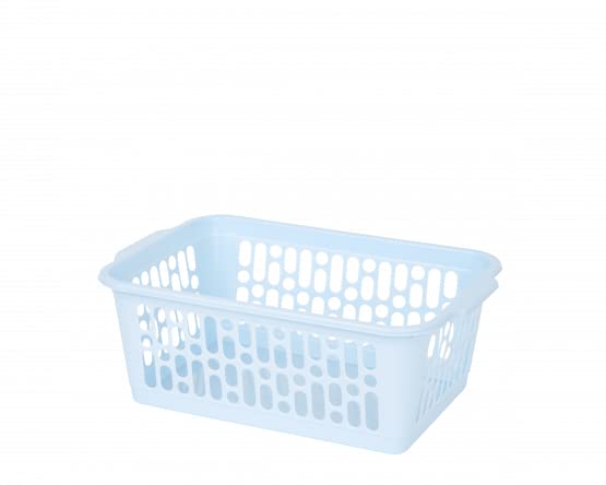 10 Pcs Medium Plastic Storage Basket, Cool Blue | Shelf Storage Basket Bins for Food Fruit Vegetables Snacks Bottles Toiletries | Home Kitchen Office Storage Box Pantry Organization Cabinet Organizer
