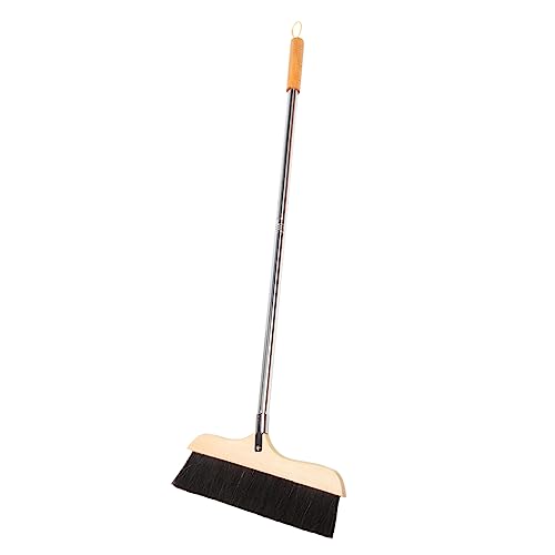 Beavorty Horsehair Broom with Metal Handle Wood Sweeper Tile Surface Broom Heavy Duty Household Broom Wooden Broom Outdoor Broom Kitchen Horsehair Broom Wooden House Broom Horse Hair Broom