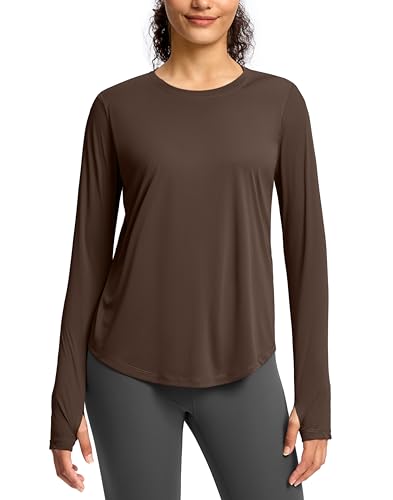 Image of Soothfeel Lightweight Long Sleeve Workout Tops for Women Gym Running Shirts