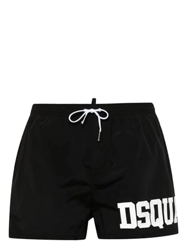  DSQUARED2 Shorts Mare Neri da Uomo con Stampa Logo Laterale in Bianco 54