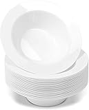 50 Disposable White Plastic Dessert Bowls | SMALL 6 oz. Premium Heavy Duty Dinnerware with Real China Design | Safe & Reusable (50-Pack) by Bloomingoods