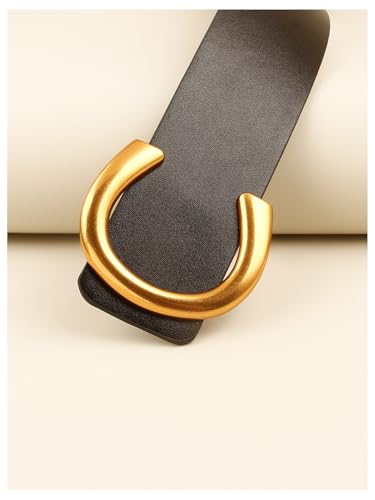 SOLY HUX Women's PU Leather Metal Buckle Belt Letter Shaped Waist Belts for Jeans Dress4