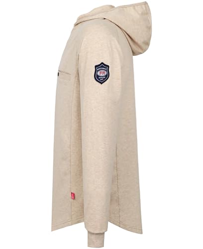 Image of BOCOMAL FR Hooded T Shirts Utility Pocket Fire Resistant Summer Hoodie CAT2 | 6oz Midweight Flame Retardant Cotton Hoodies,Kangaroo /Button Pocket,NFPA2112,Rib-Knit Cuffs,FRC Welding Arc Rated Work Shirt