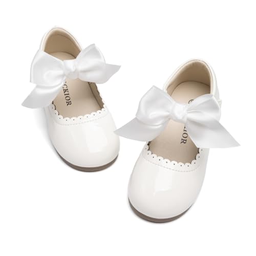CENCIRILY Toddler Little Girls Flower Dress Shoes Mary Jane Ballet Flats Party School Bowknot Princess Wedding Shoes