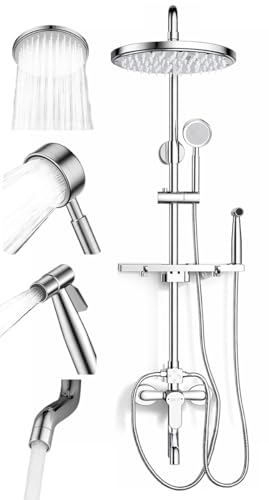 TUIYIDUO 8�C���`�I�[�o�[�w�b�h�V�����[ �������� 4���[�h�ؑ� �莝���� 304�X�e�����X ���s��30.5cm ���������\ 90?110cm��t�Ή� �ȒP�ݒu