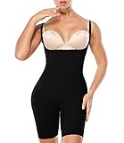 DUROFIT Figurformender Formender Body Miederbody Shaping Body Shaper Formbody Bauchweg Stark Formend Formende Bodys Brustfrei Shapewear Damen Nahtlos Unterwäsche Bodysuit mit Bein Schwarz M