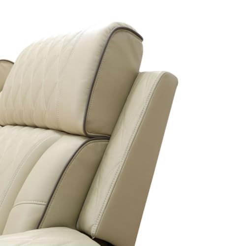 Sillón reclinable eléctrico amplio de cuero beige miniatura 5