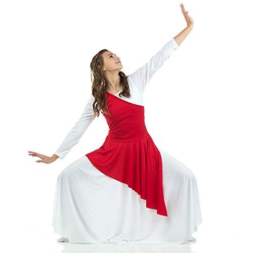 Danzcue Girl's Asymmetrical Praise Dance Tunic (Scarlet, L-Xl-Child) #TOP2