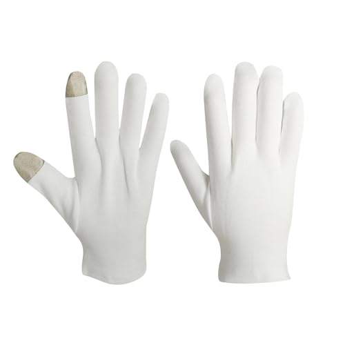 Gants de coton pour hydratation - Gants hydratants épaissis réutilisables | Gants à écran tactile confortables | Gants de nuit pour hommes et femmes mains sèches Cuticules de peau fissurée sèche