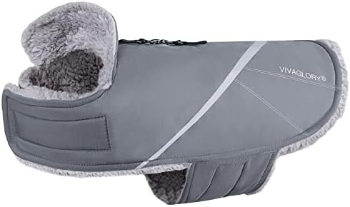 VIVAGLORY Cold Weather Dog Coats, Warm Dog Fleece Vest Jacket with Two-Way Zipper Opening, Dog Coats Pet Jacket with Fleece Lining for Small Pets, Grey XXS