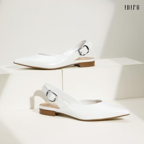 IDIFU Women's Flats Pointed Toe Slingback Dress Shoes for Women Comfortable Dressy Fashion Trendy Flat Shoes Work Bridal Wedding Office Cute Buckle Dress Flats4