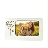 MoniDecor Marcos de Fotos 10x15 cm de Madera Blanco Grabado a Laser, Marco para Fotos (CORAZON)