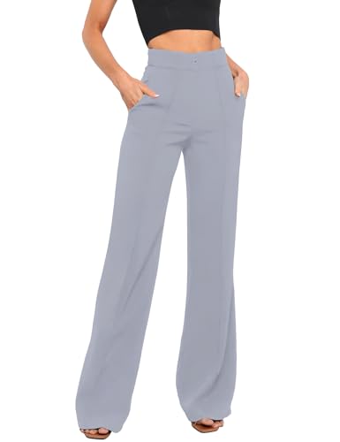 Women's High Waist Casual Dress Pants, Lightweight Wide Leg Long Trousers, Work Pants with Pockets for Women Office.