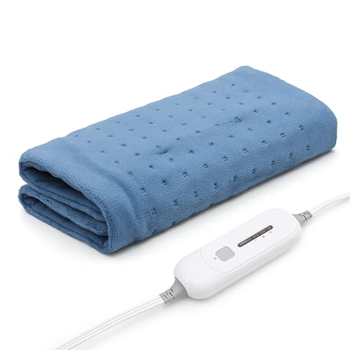 MIRAMINGLE Lightweight Electric Heating Pad for Back Pain Relief with Auto Shut-Off Timers and Temperature Settings for Women Men Heat Therapy (12x24, Blue)