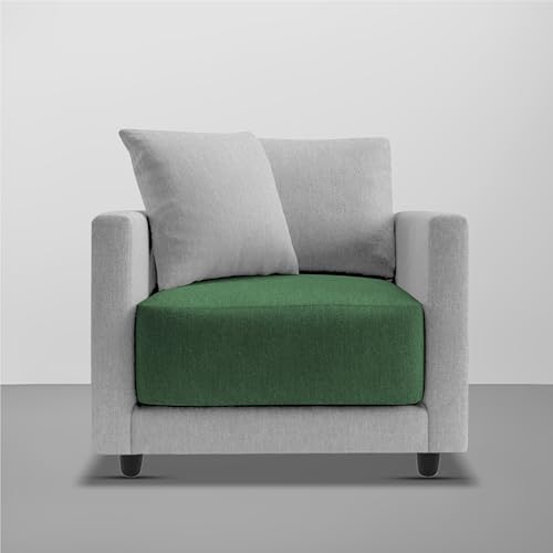 Image of Casaliving Dominic 1 Seater Sofa Set for Living Room (Green Grey Fabric) Premium Fabric Sofa