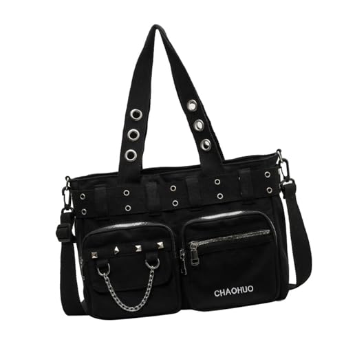 Sac à main en toile à rivets pour femme : grand sac cabas de shopping quotidien