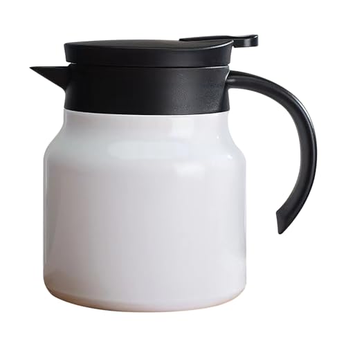 33.8oz Stainless Steel Thermal Coffee Carafe With Filter Screen, 1000ml Portable Double Walled Vacuum Thermos, Thermal Pot Flask for Coffee, Tea, Hot Water, Hot Beverage (White)